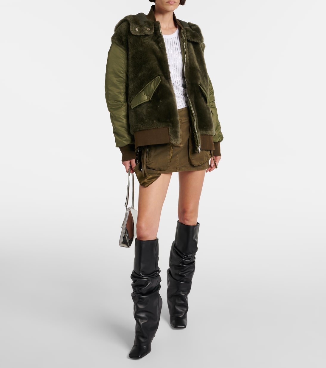 Chaqueta de borrego y nylon | Blancha