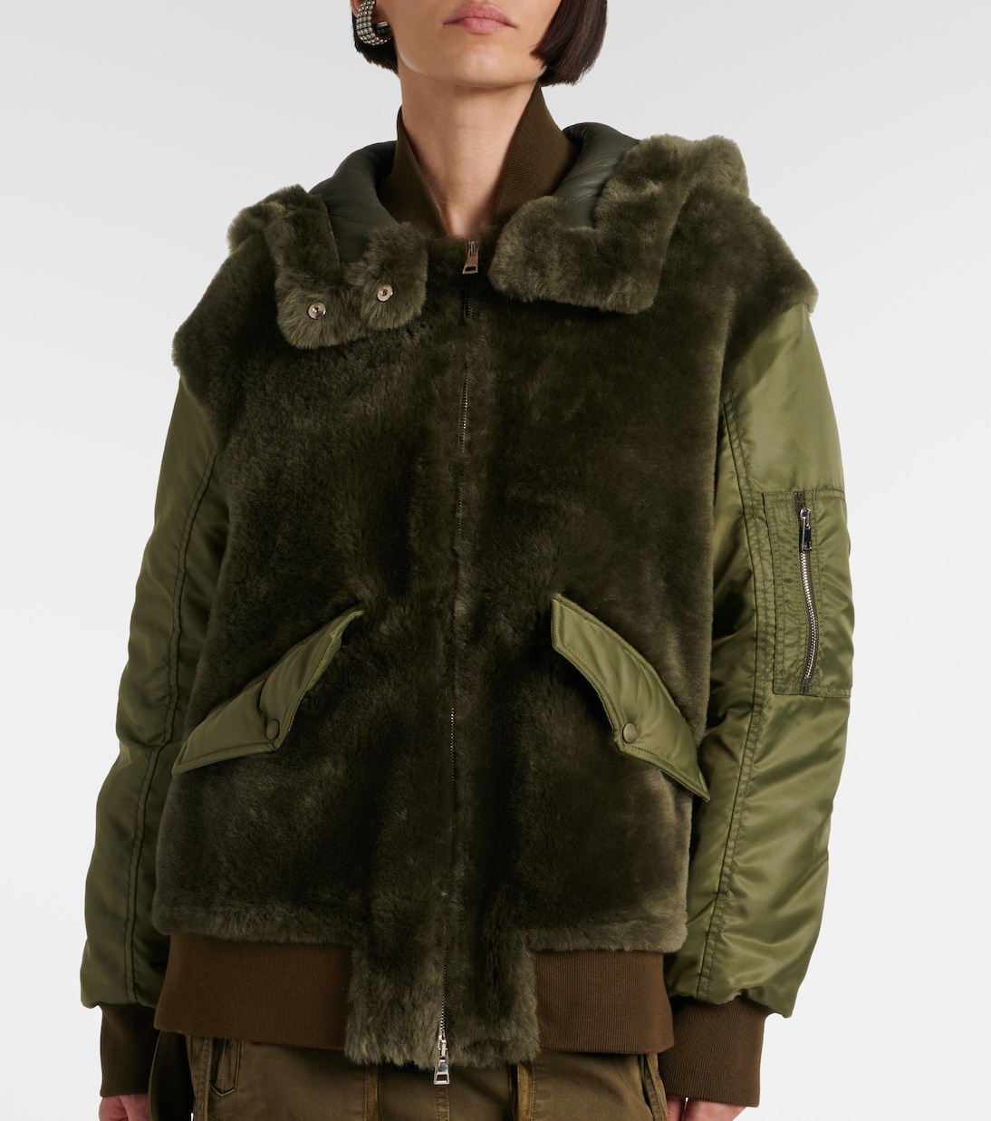 Chaqueta de borrego y nylon | Blancha