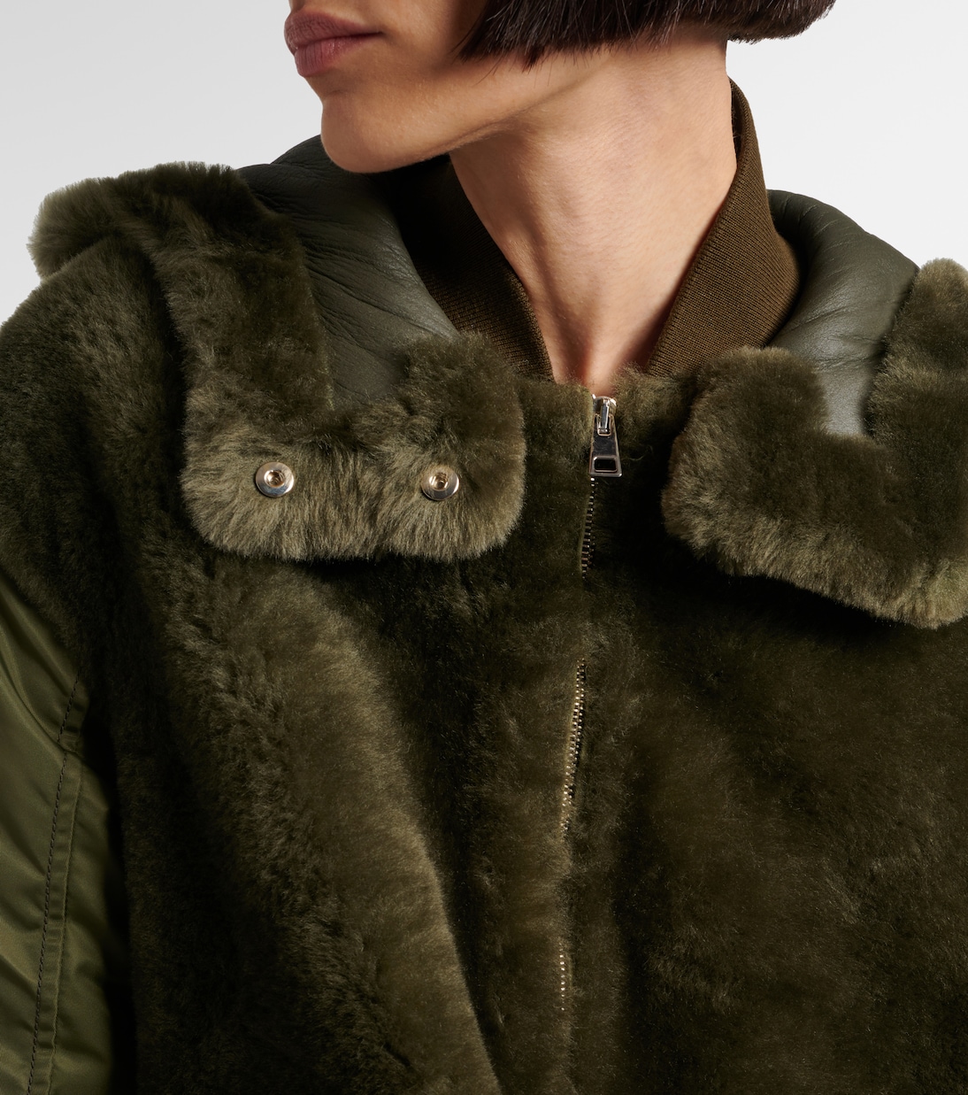 Chaqueta de borrego y nylon | Blancha