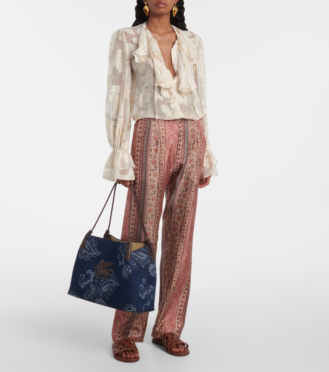 Tote Libra Large en jacquard de denim | Etro