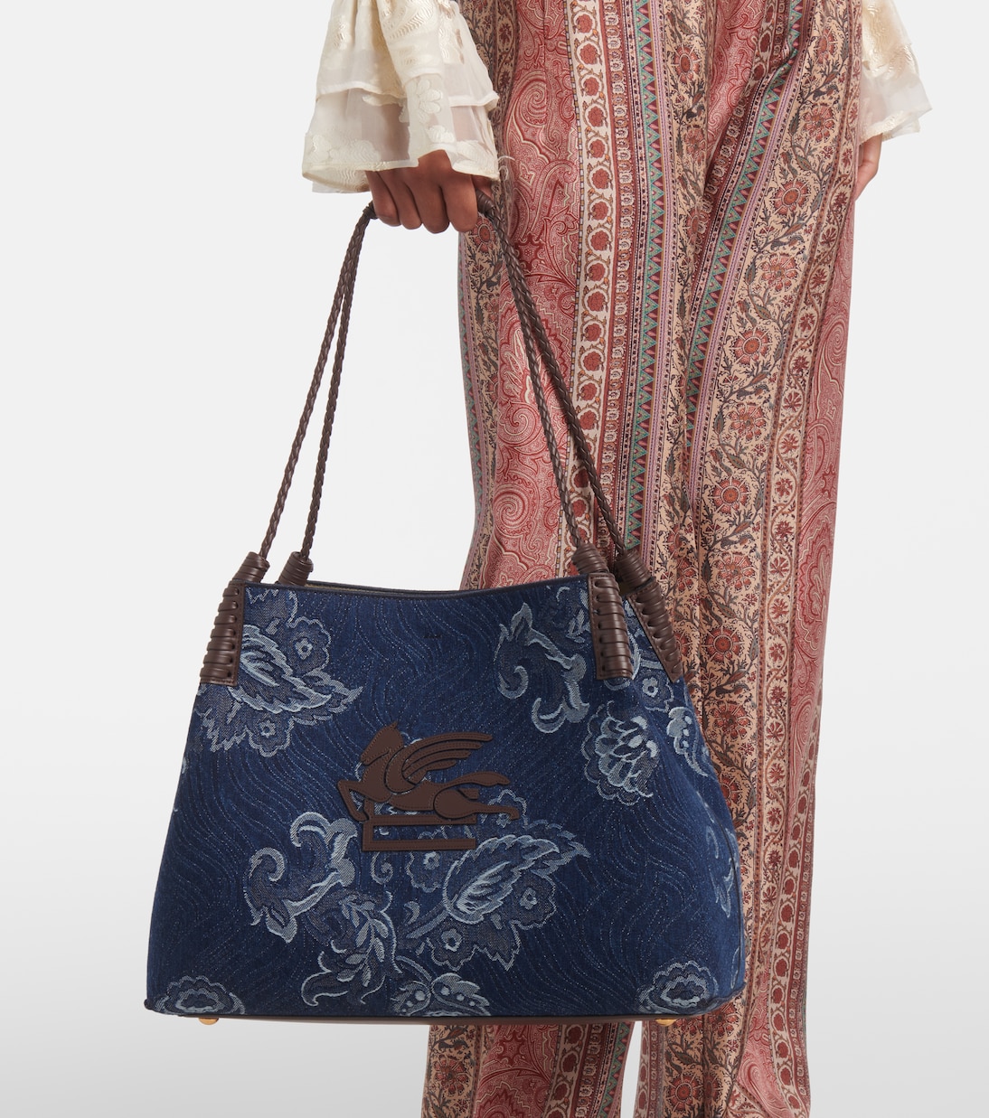 Tote Libra Large en jacquard de denim | Etro