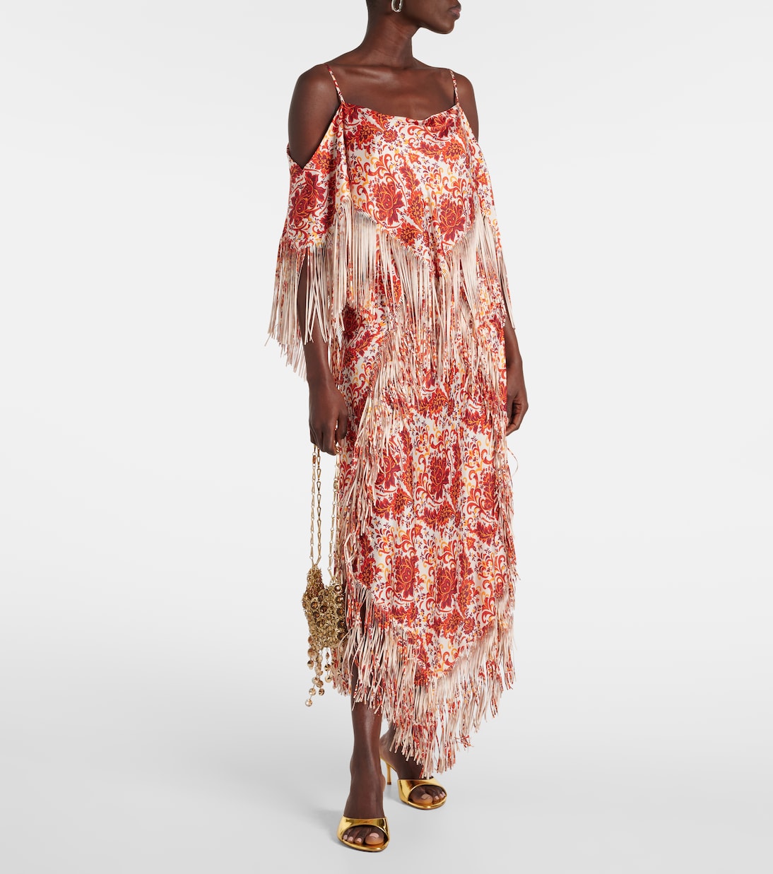 Fringed printed maxi skirt | Rabanne