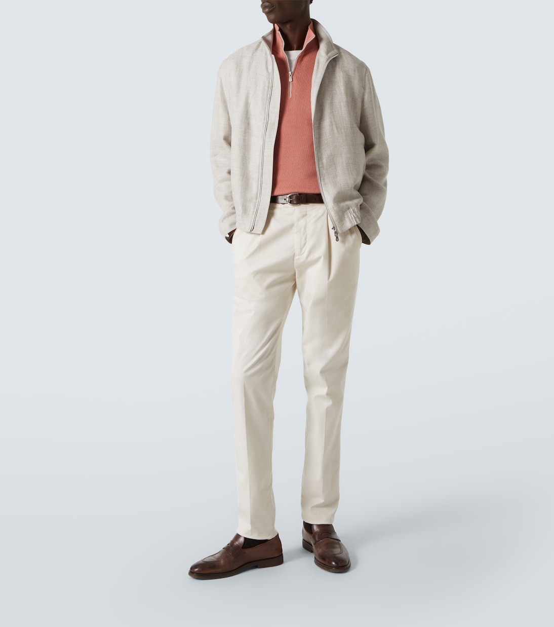 Pullover in cotone con zip corta | Brunello Cucinelli