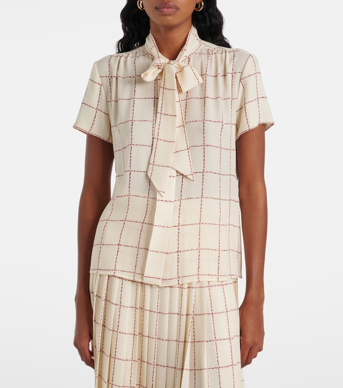 Camisa Febe de seda a cuadros  | Loro Piana