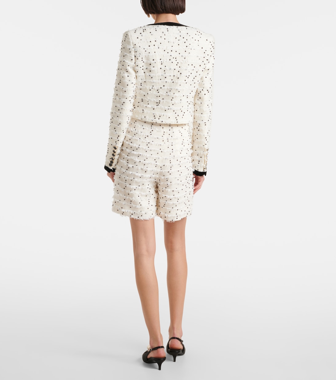 Polka-dot fringed wool-blend tweed jacket | Nina Ricci