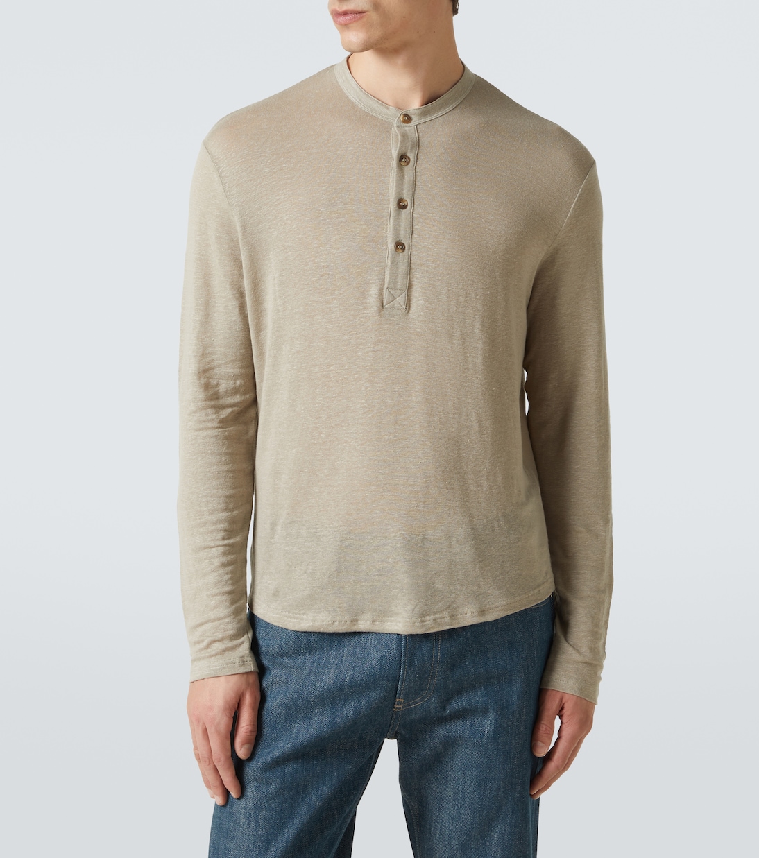 Top con bottoni in misto lino | Thom Sweeney