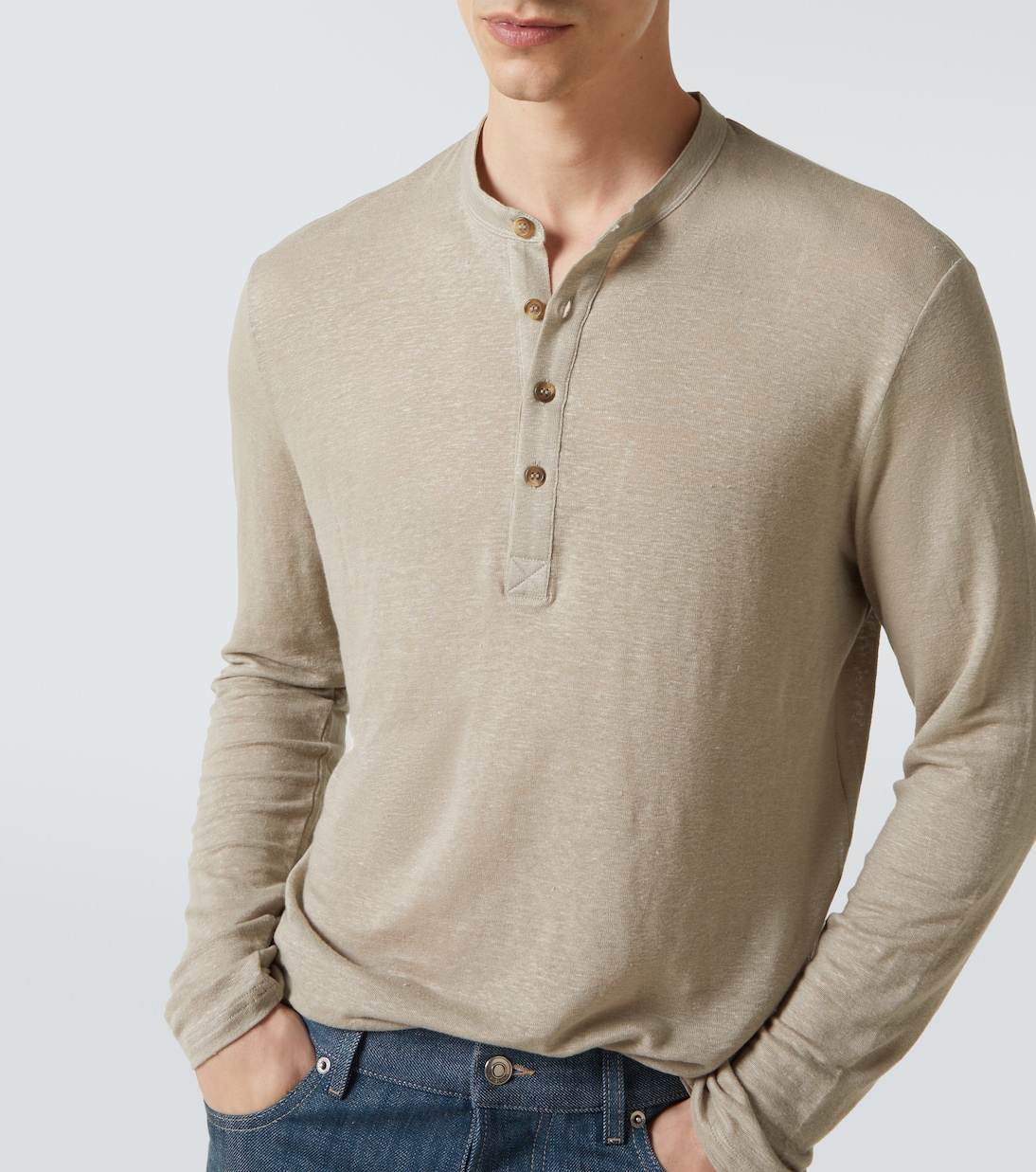 Top con bottoni in misto lino | Thom Sweeney