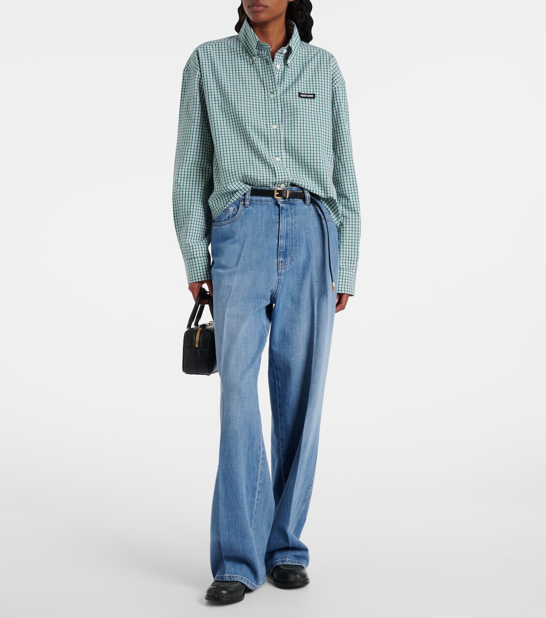 Jeans a gamba larga con logo | Miu Miu