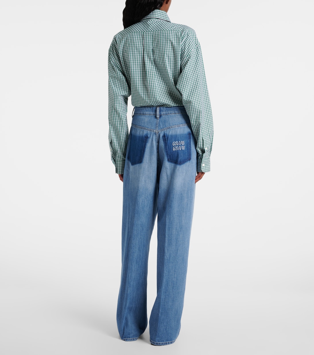 Jeans a gamba larga con logo | Miu Miu