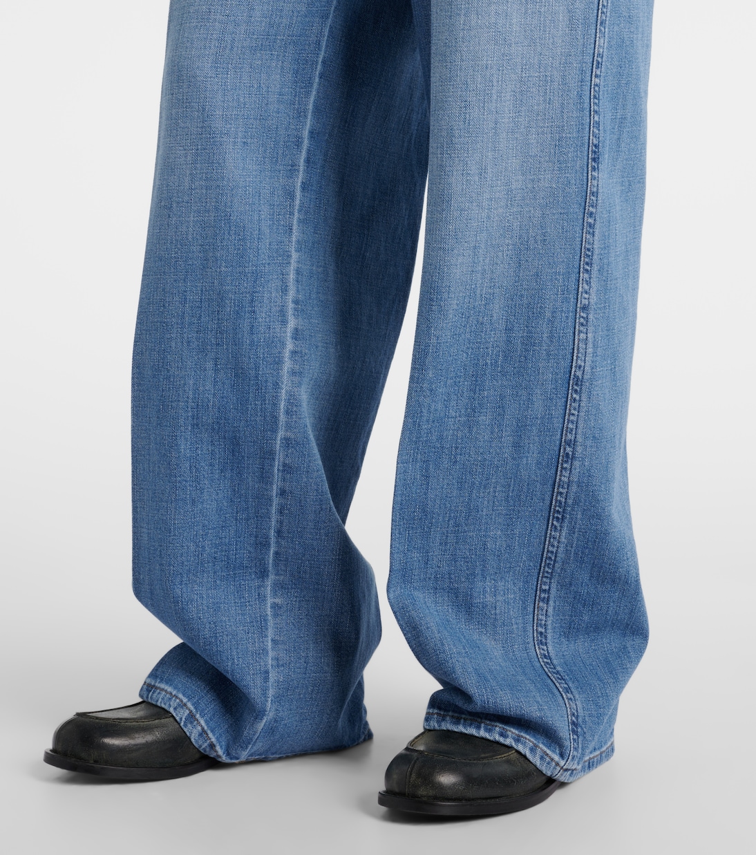Jeans a gamba larga con logo | Miu Miu