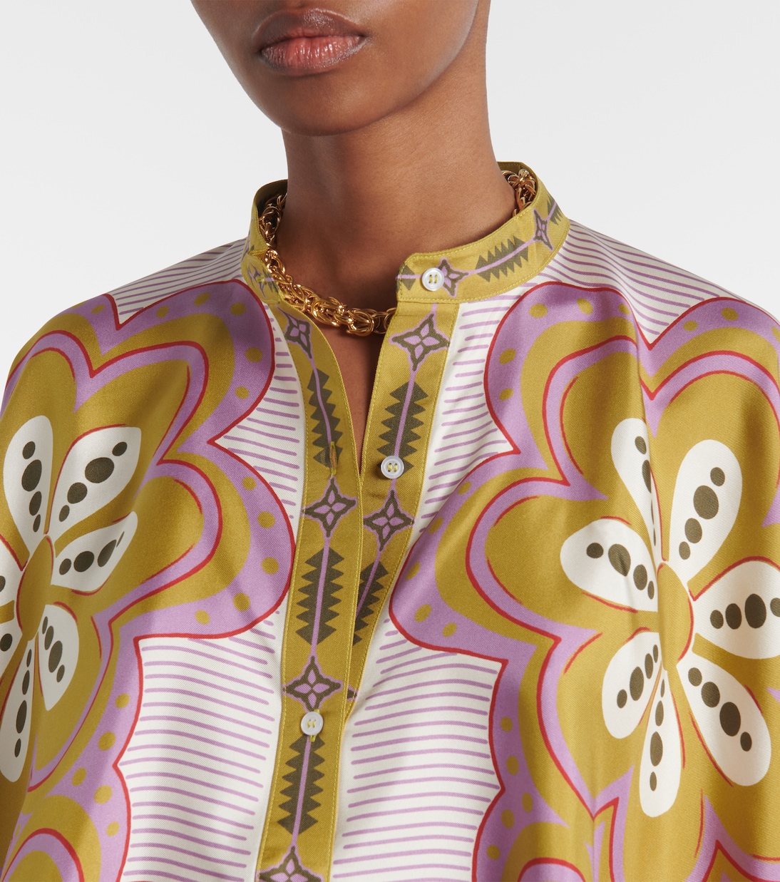 Foulard printed silk twill shirt | La DoubleJ
