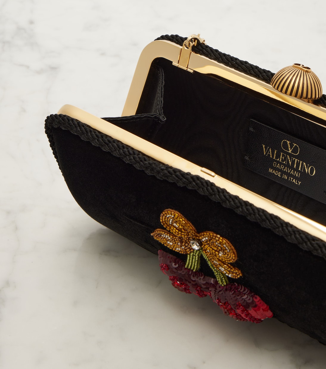 Carry Secrets Mini embellished velvet clutch | Valentino Garavani