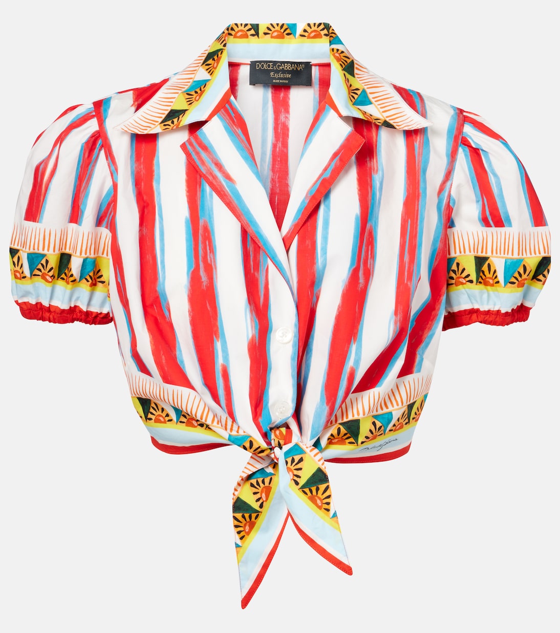 Camisa cropped de algodón a rayas | Dolce&Gabbana