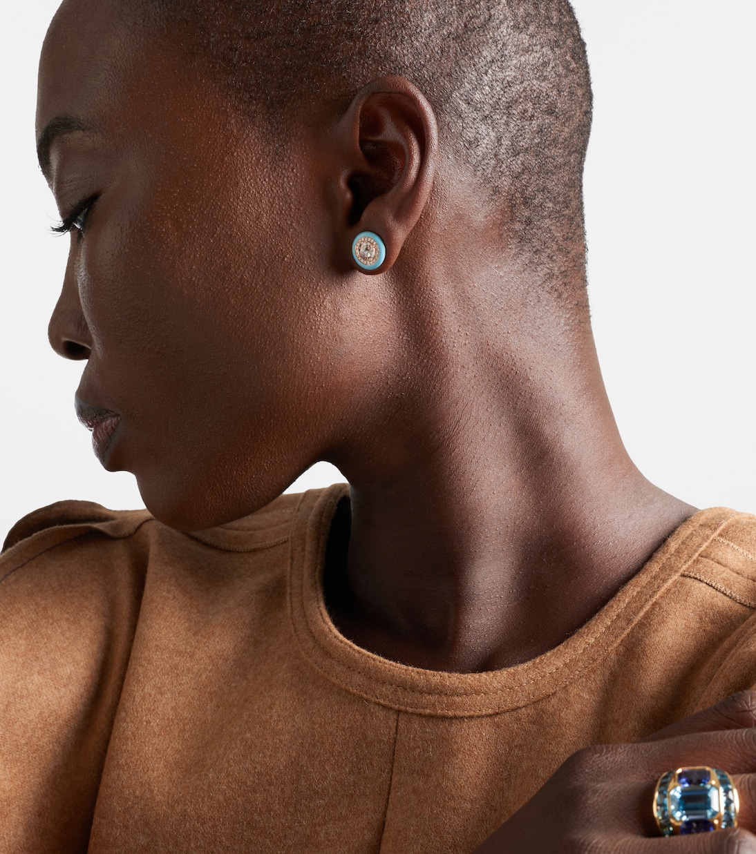 18kt rose gold and enamel earrings with diamonds | Kamyen