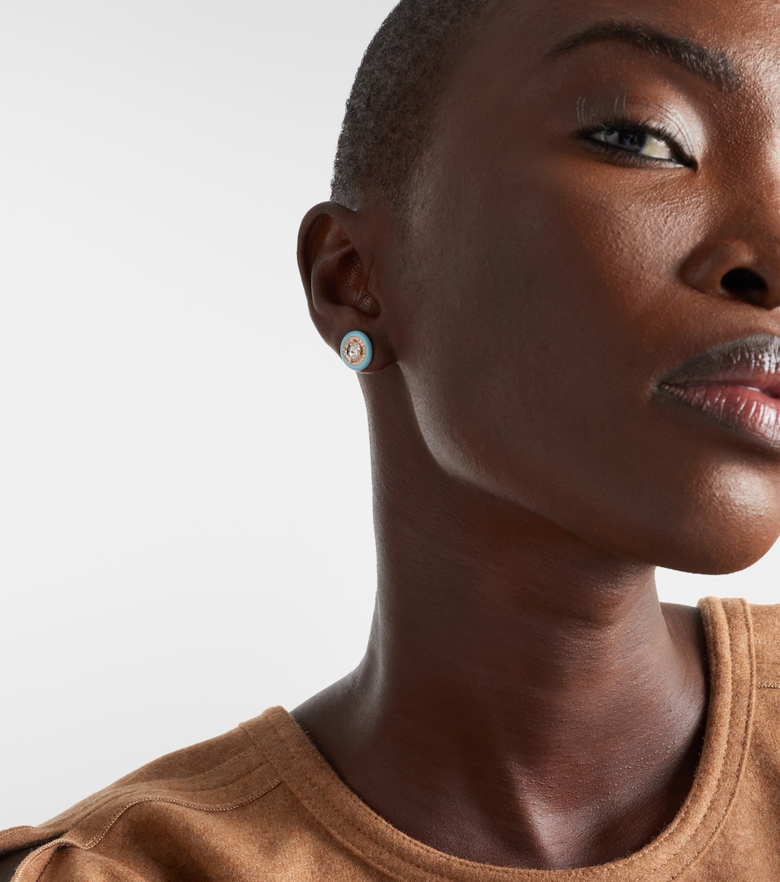 18kt rose gold and enamel earrings with diamonds | Kamyen