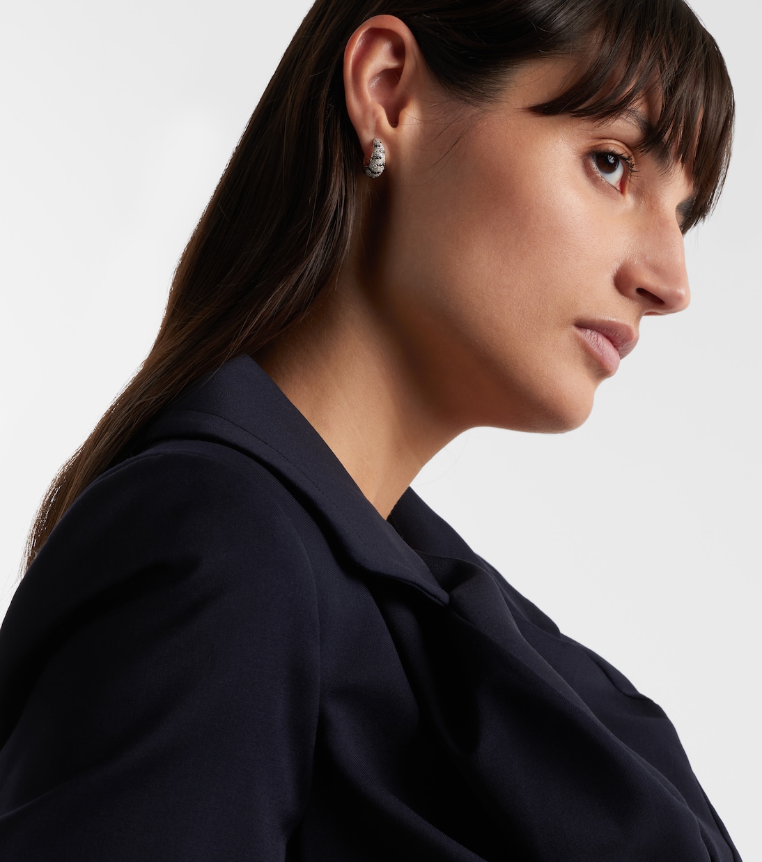 Zèbre 18kt white gold hoop earrings with diamonds | Yvonne Léon