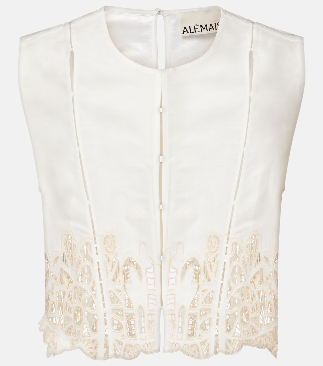 Rosemary embroidered linen-blend top | Alémais