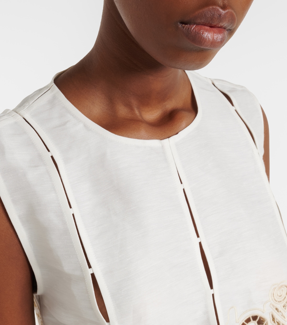 Rosemary embroidered linen-blend top | Alémais