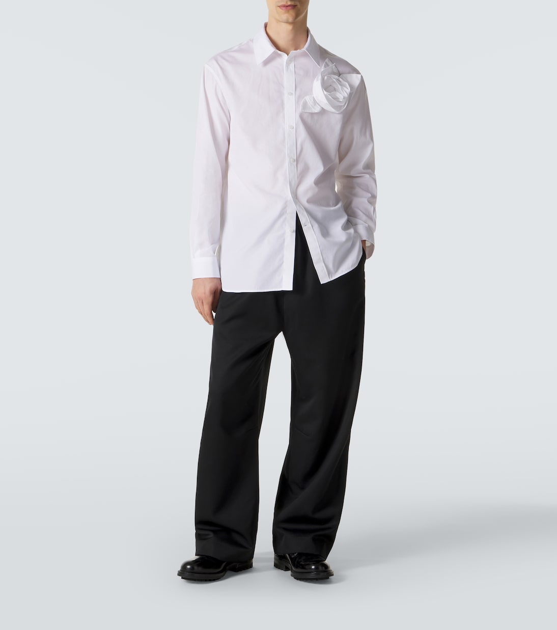 Floral-appliqué cotton poplin shirt | Simone Rocha
