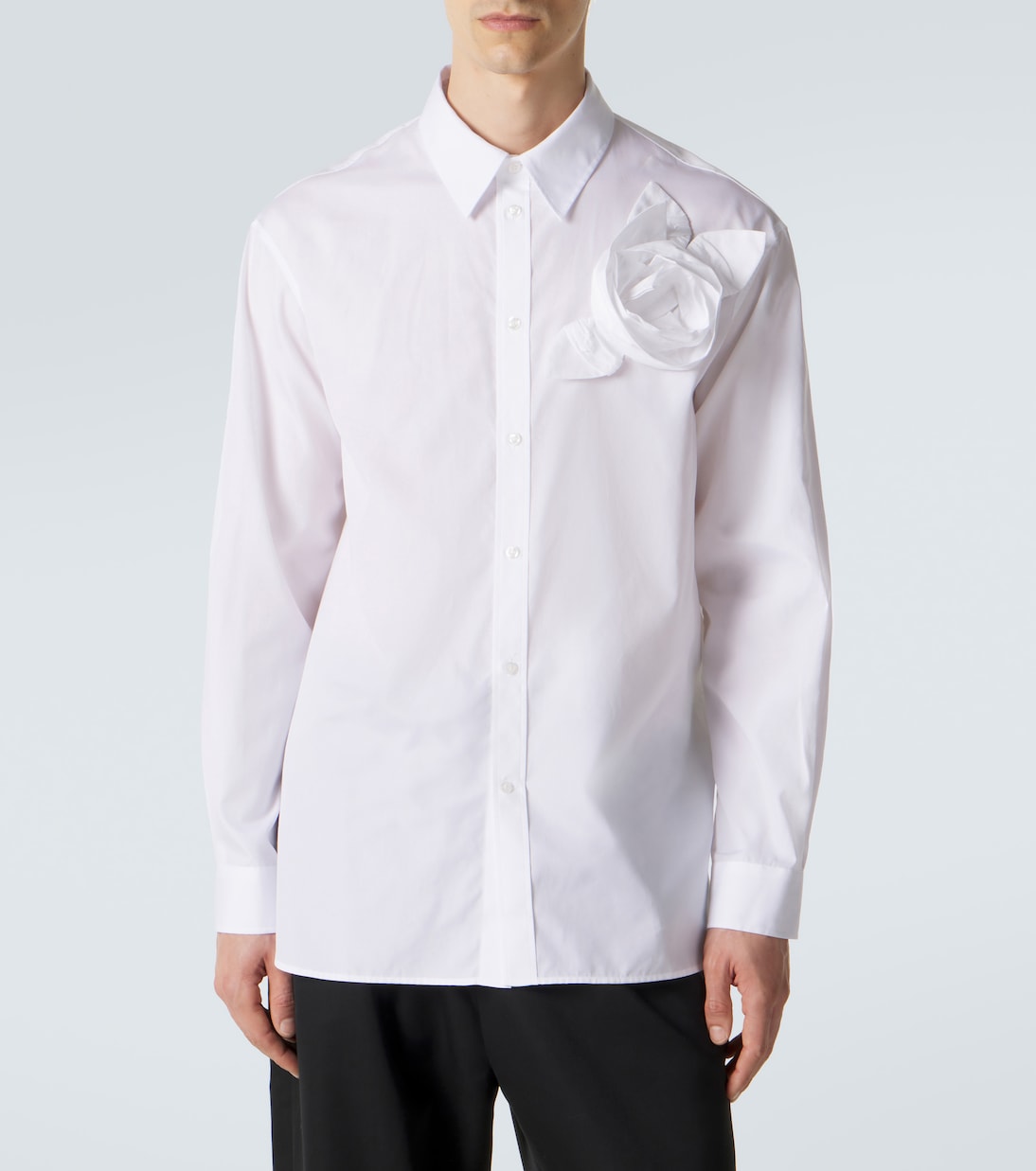 Floral-appliqué cotton poplin shirt | Simone Rocha