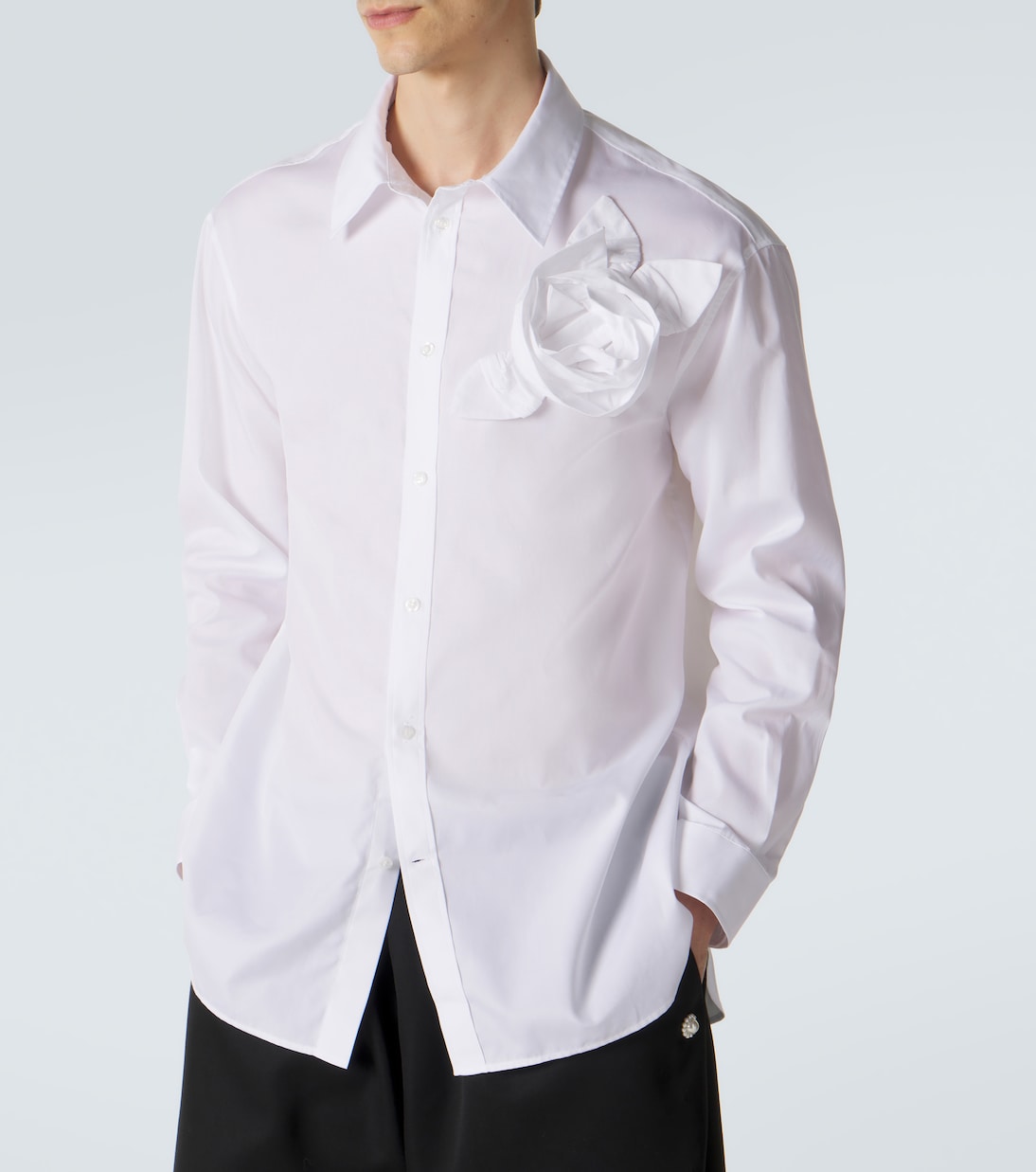 Floral-appliqué cotton poplin shirt | Simone Rocha
