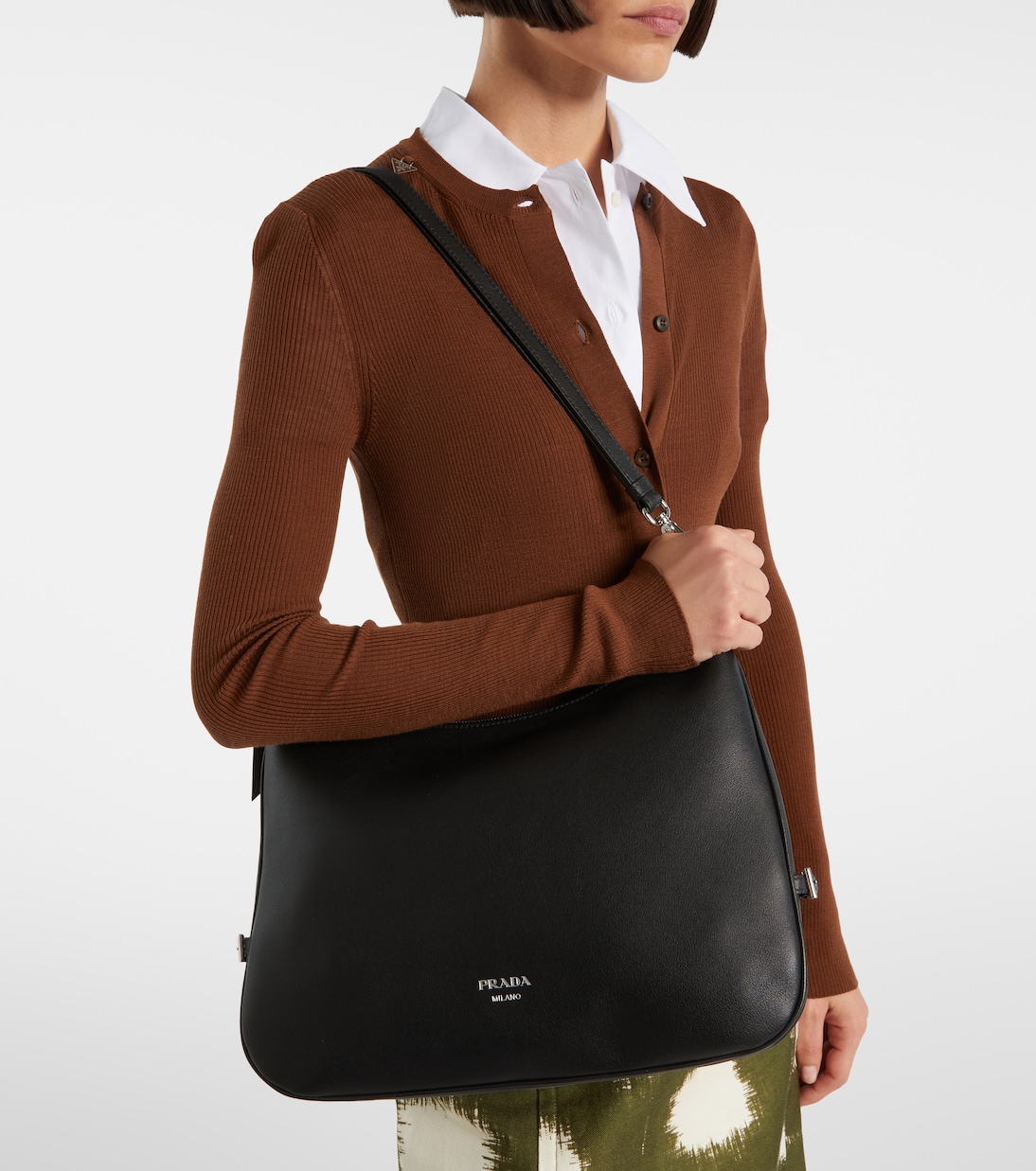 Aimee Large leather shoulder bag | Prada