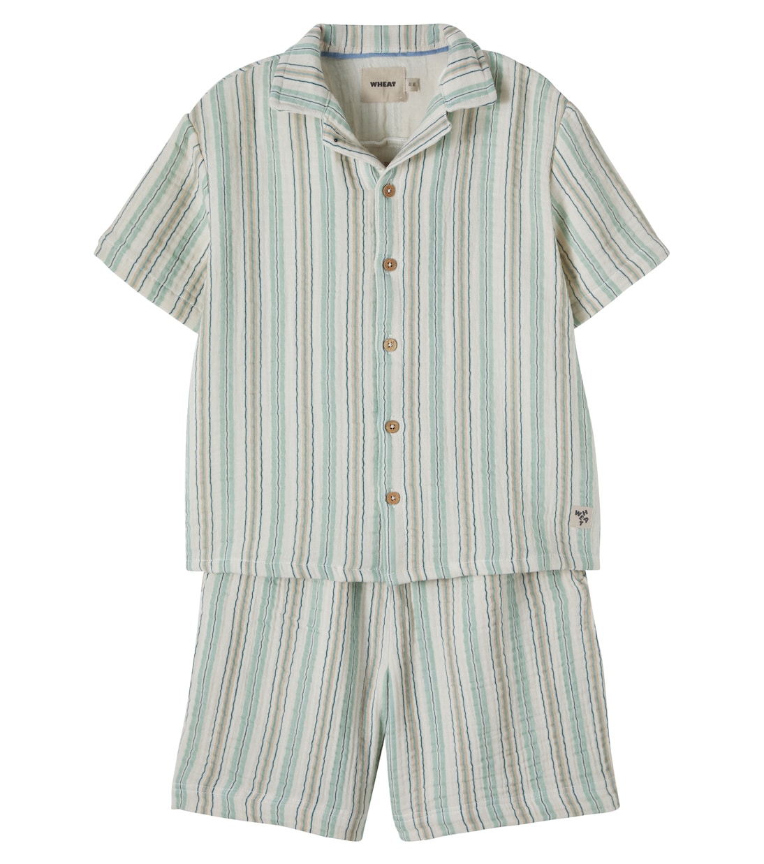 Anker striped cotton shirt and shorts set | Wheat