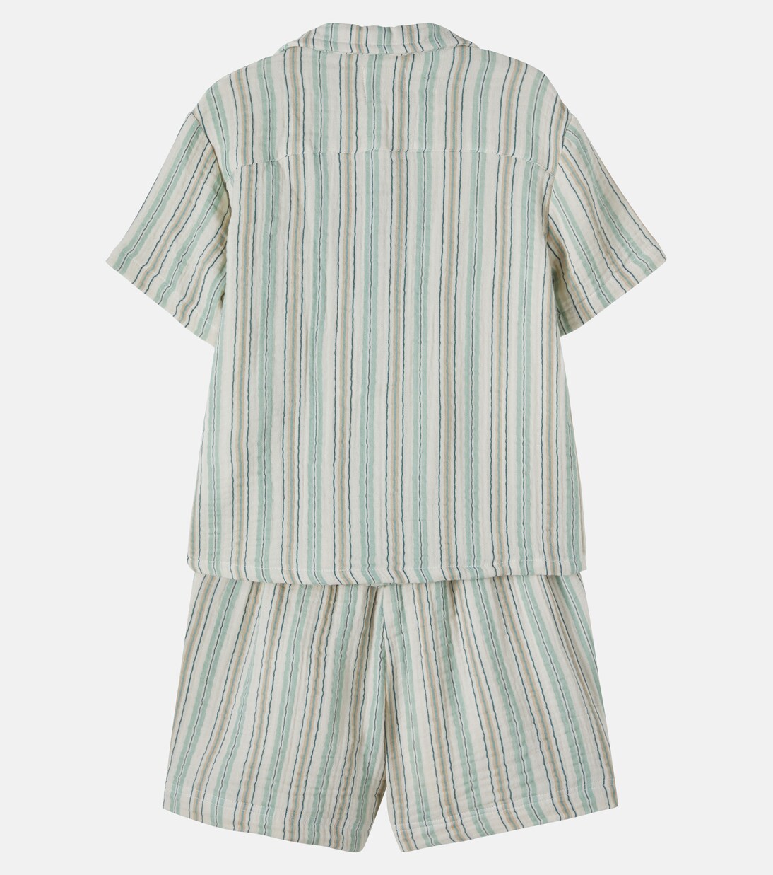 Anker striped cotton shirt and shorts set | Wheat