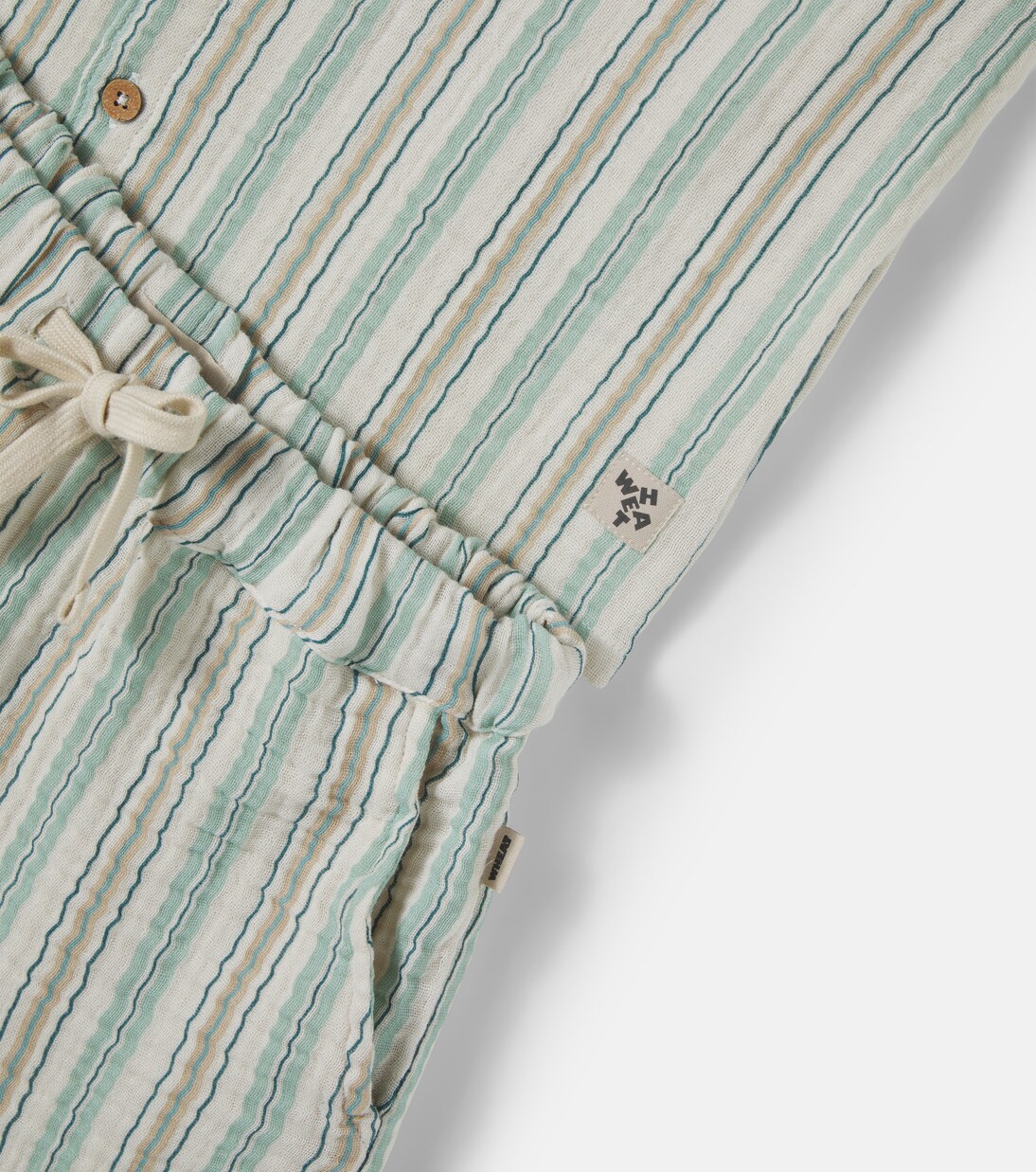 Anker striped cotton shirt and shorts set | Wheat