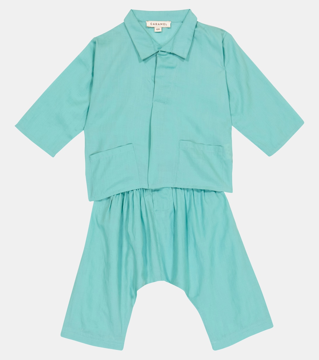 Baby Manta Ray cotton shirt and pants set | Caramel