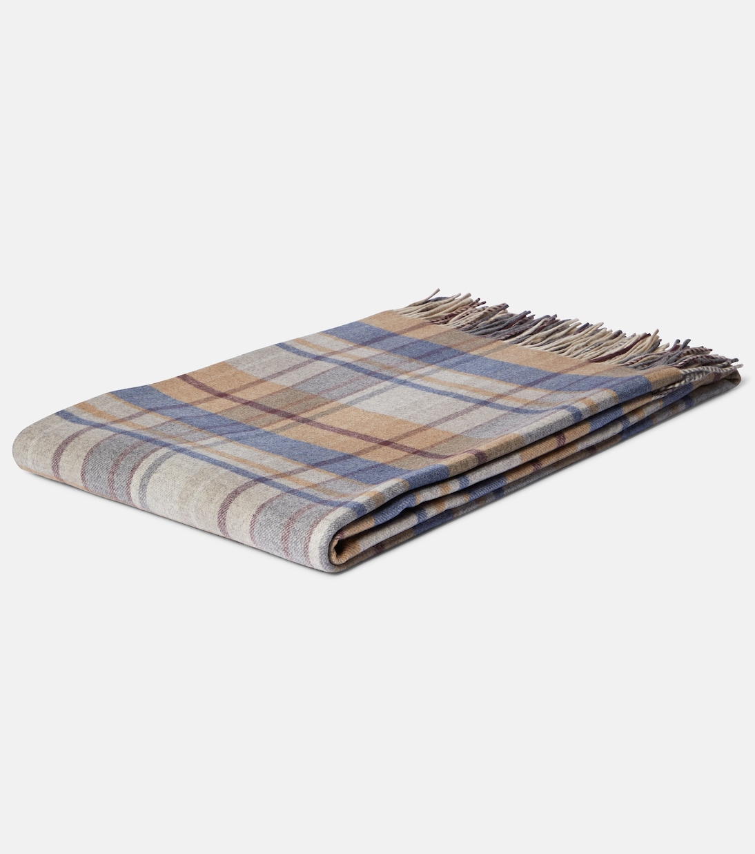 Checked fringed cashmere twill blanket | Gabriela Hearst