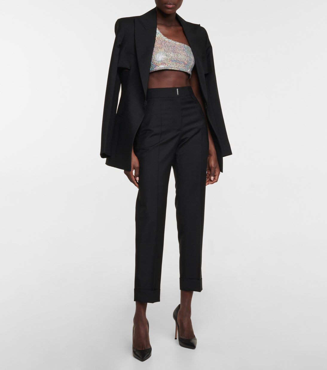 Iridescent one-shoulder crop top | Dodo Bar Or