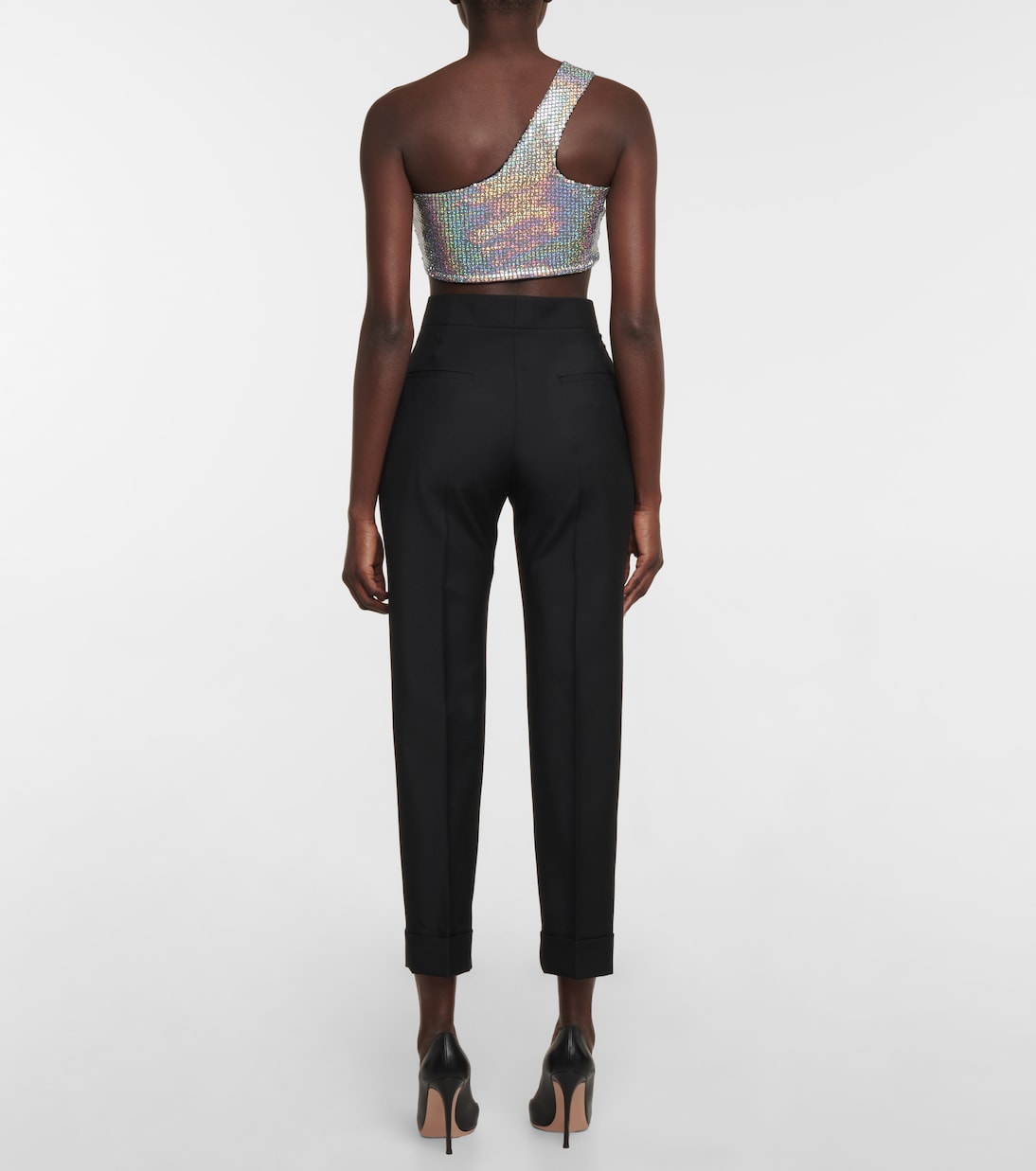 Iridescent one-shoulder crop top | Dodo Bar Or