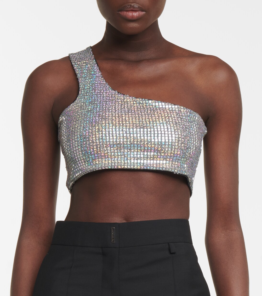 Iridescent one-shoulder crop top | Dodo Bar Or