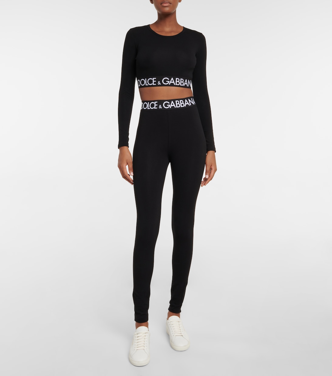 Leggings en mezcla de algodón con logo | Dolce&Gabbana