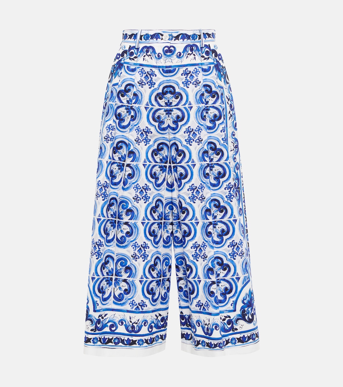 Jupe-culotte ample imprimée à taille haute en coton | Dolce&Gabbana