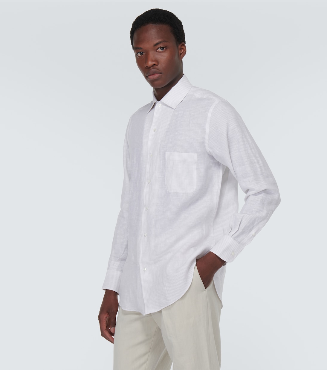 Camicia André in lino a righe | Loro Piana