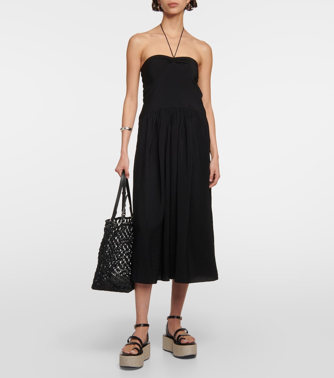 Vestido midi de gasa fruncido | Vince