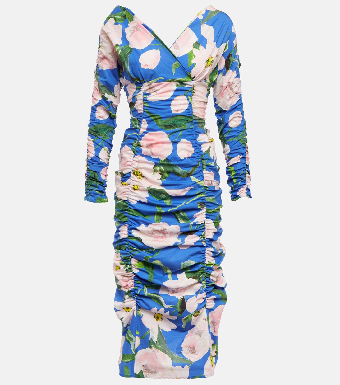 Abito midi in misto cotone con stampa floreale | Carolina Herrera