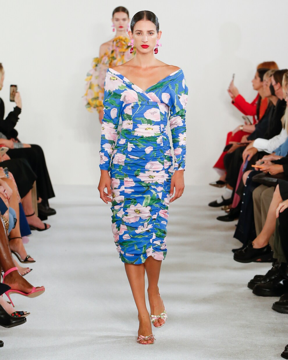 Abito midi in misto cotone con stampa floreale | Carolina Herrera