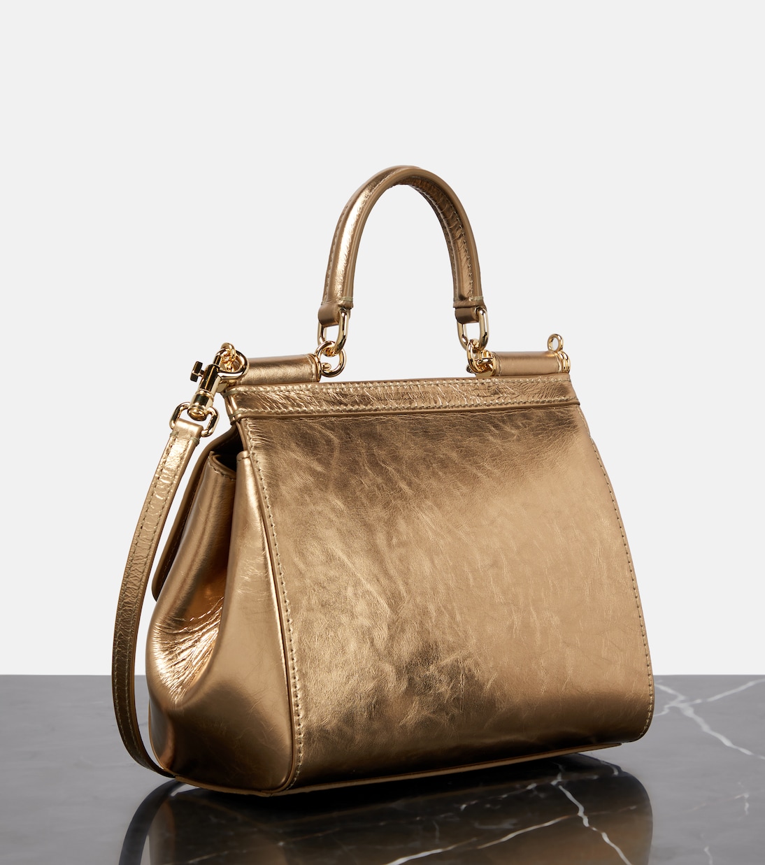 Sicily Small metallic leather tote bag | Dolce&Gabbana