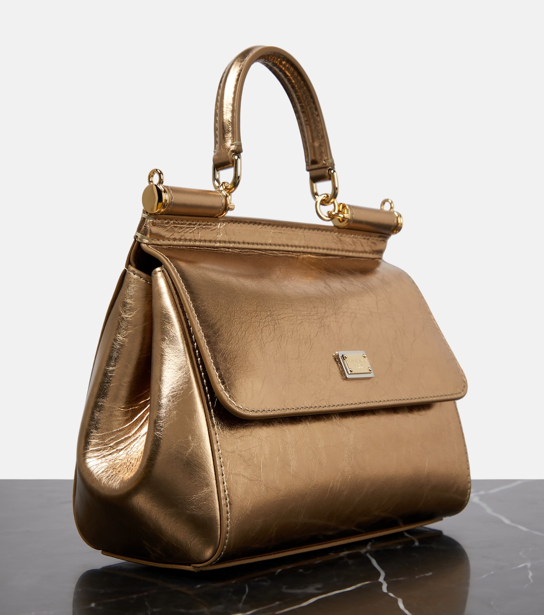 Sicily Small metallic leather tote bag | Dolce&Gabbana