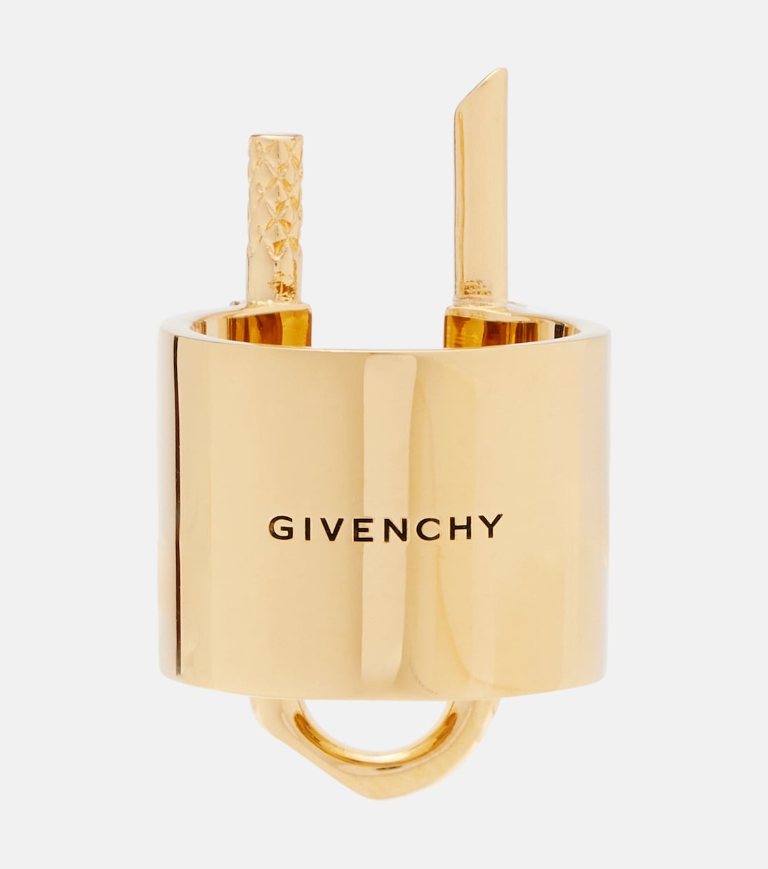 Anello placcato oro GIVENCHY con design U Lock, gioiello trendy per giovani