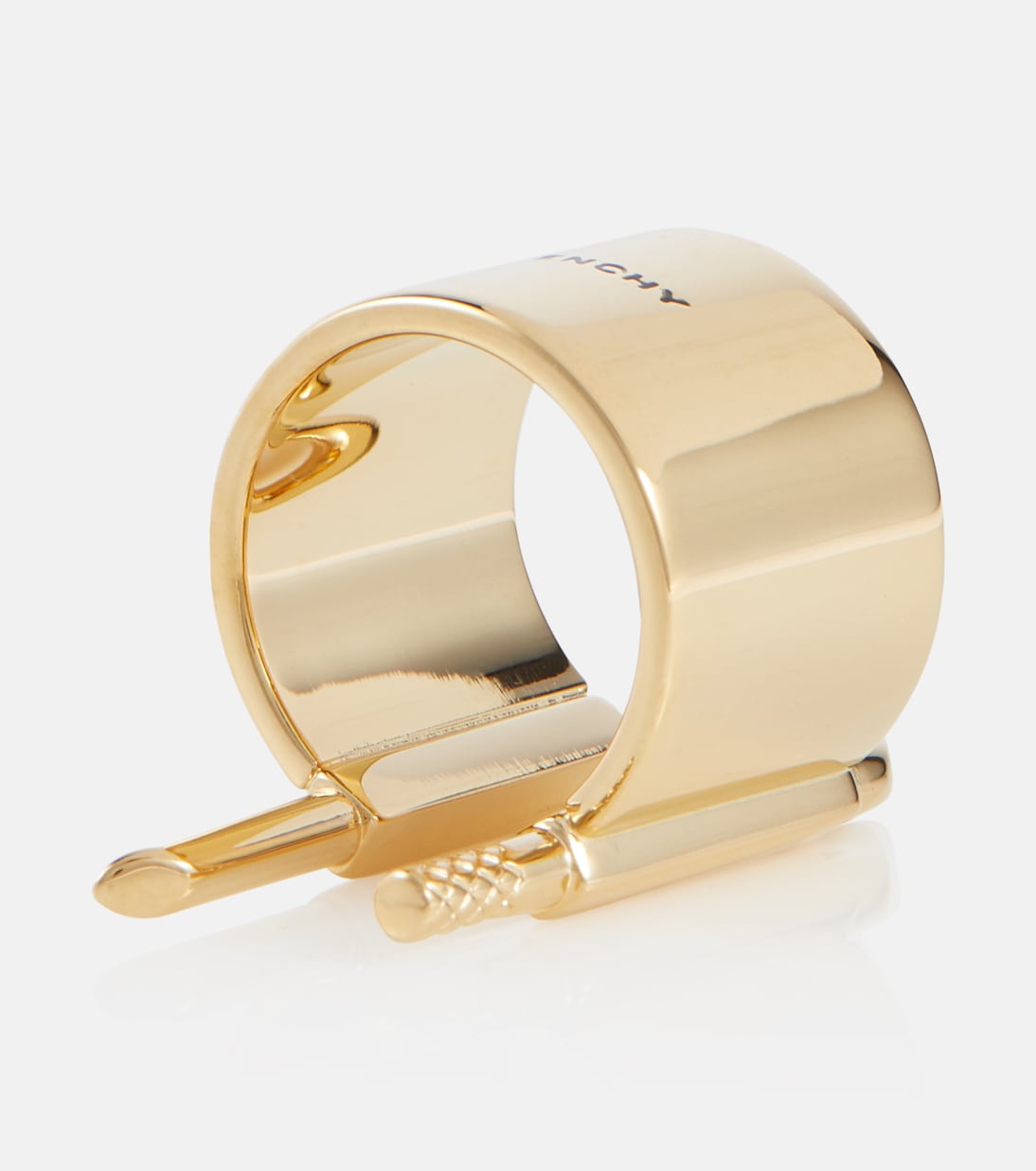 Anello placcato oro GIVENCHY con design U Lock, gioiello trendy per giovani
