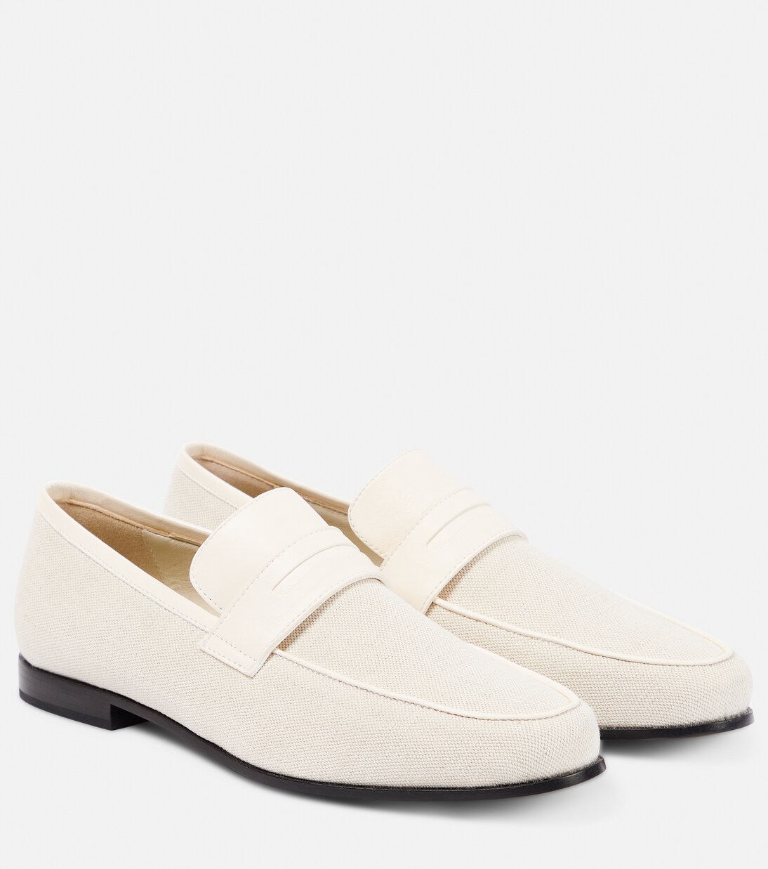 The Canvas leather-trimmed loafers | Toteme
