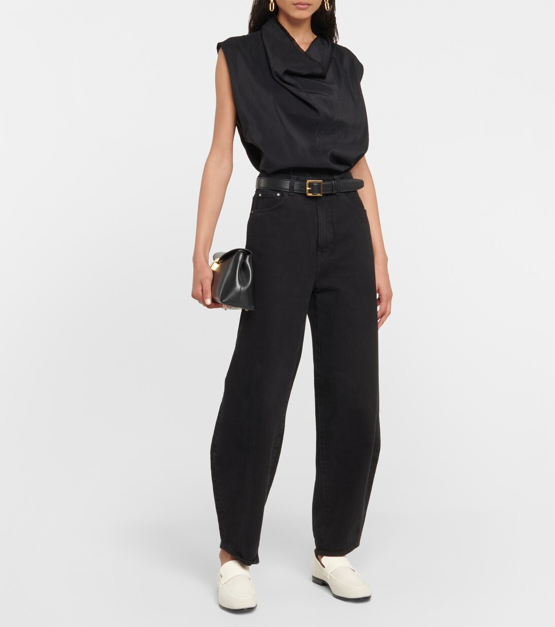 The Canvas leather-trimmed loafers | Toteme