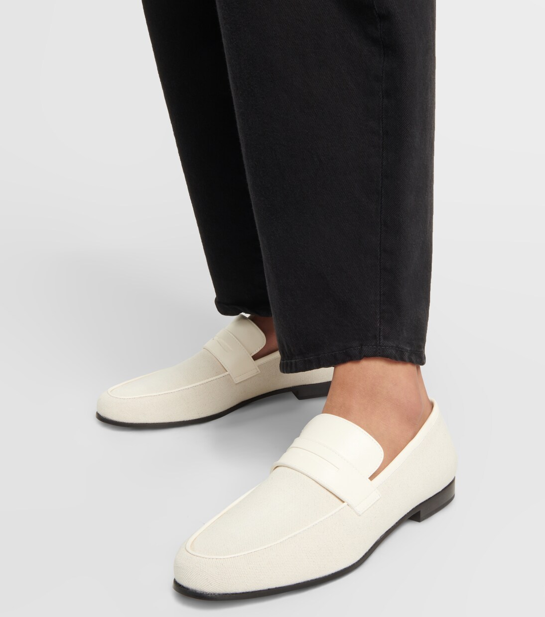 The Canvas leather-trimmed loafers | Toteme