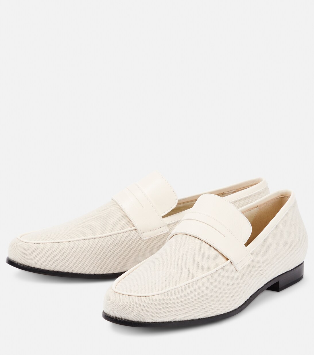 The Canvas leather-trimmed loafers | Toteme