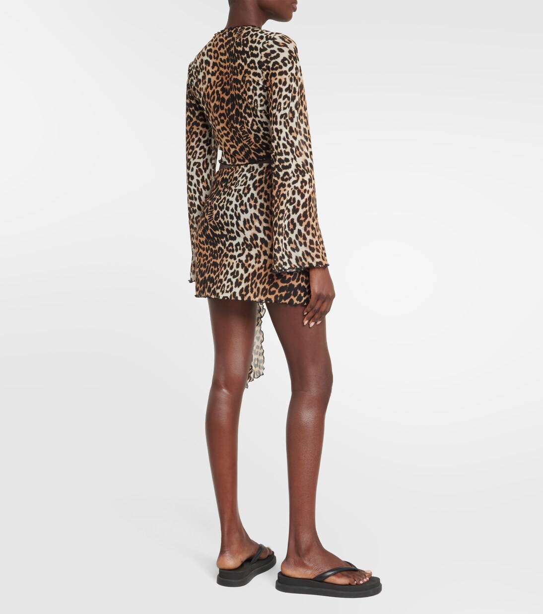 Leopard-print mesh crop top | Ganni