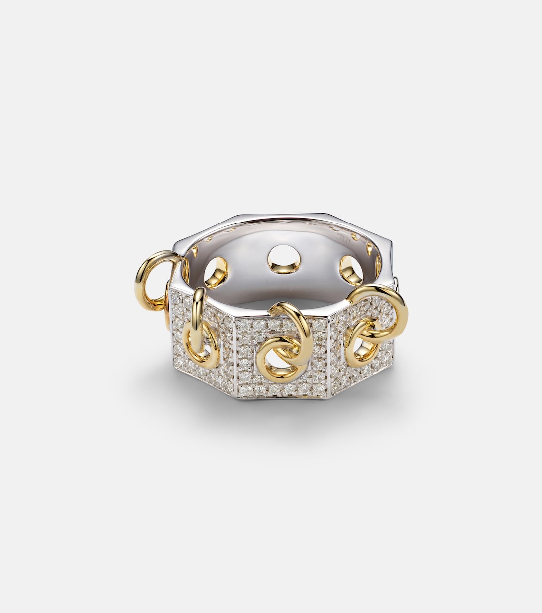Bague Eyet en or jaune et blanc 14 ct et diamants | Rainbow K